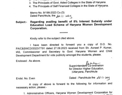Subsidy under Education Load Scheme