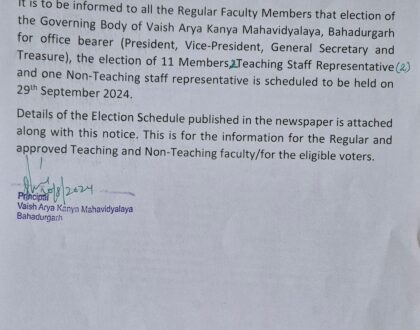 Election of Governing Body of Vaish Arya Kanya Mahavidyalaya